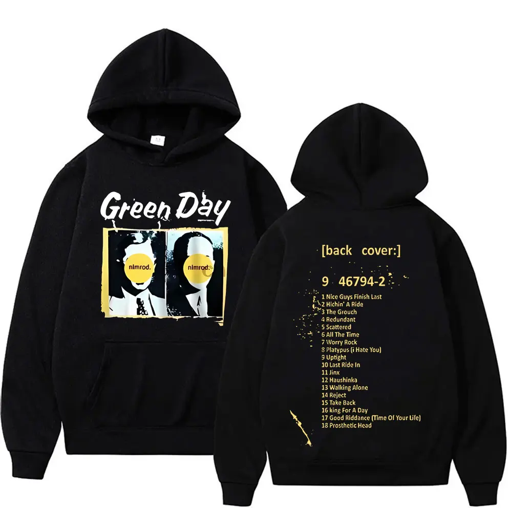 Rare Punk Band Green Day Nimrod Back Cover Print Hoodie Men Vintage Gothic Rock Oversized Sweatshirt Male Hip Hop Casual Hoodies