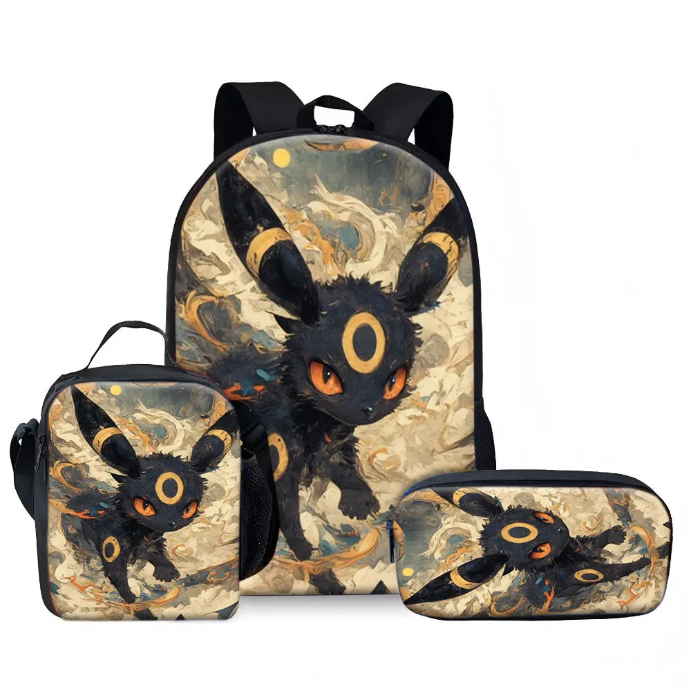 Kids Bag,Pokémon,Umbreon Kids Bag Umbreon 3pcs Backpack Set Cute Dark Eevee Pokémon School Bags Boys Girls Lunch Box Pencil C
