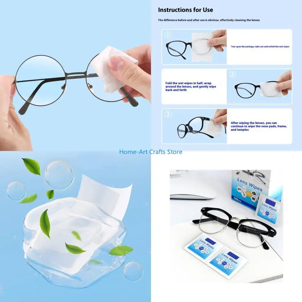 Y3NA 100PCS Lens Wipes Portable For Glasses Sunglasses Optical Devices Maintenance