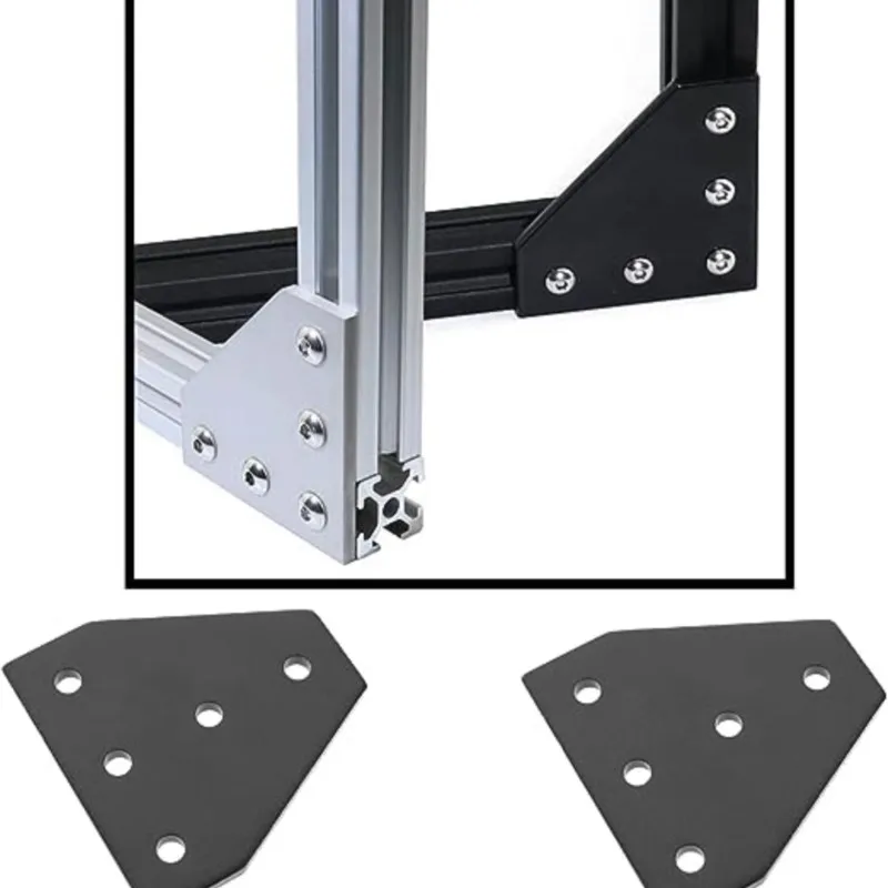 4PC L T Shape Outside Joining Plate 60x60x4mm 5-Hole Joint Bracket Compatible with 2020 Series V-Slot Aluminum Extrusion Profile