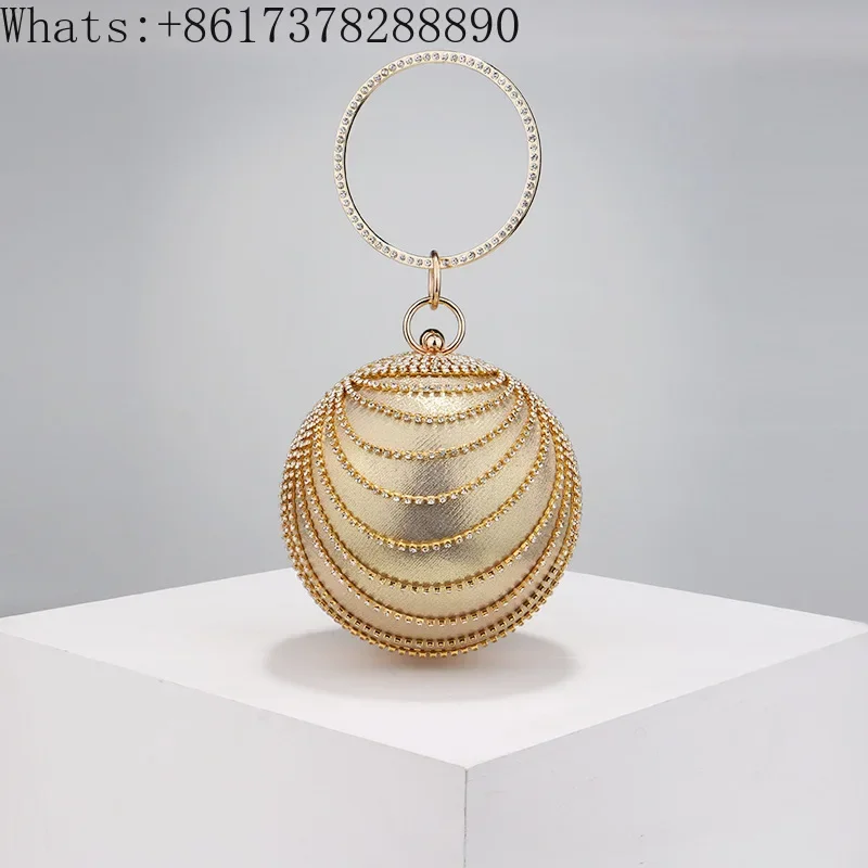 Ladies tassel small round bag versatile dress banquet handbag spherical evening bag