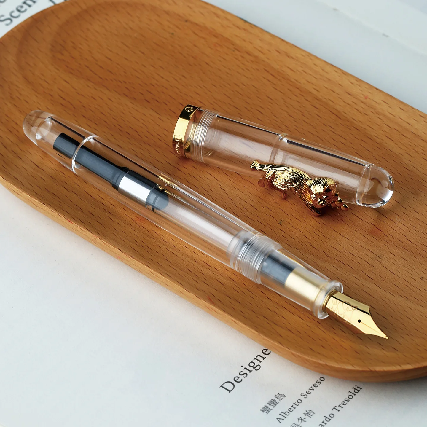 PENBBS 498 Haha Cat Resin Fountain Pen Iridium Tip Universal Writing Pen for Calligraphy & Handwriting Practice Stationery Gift
