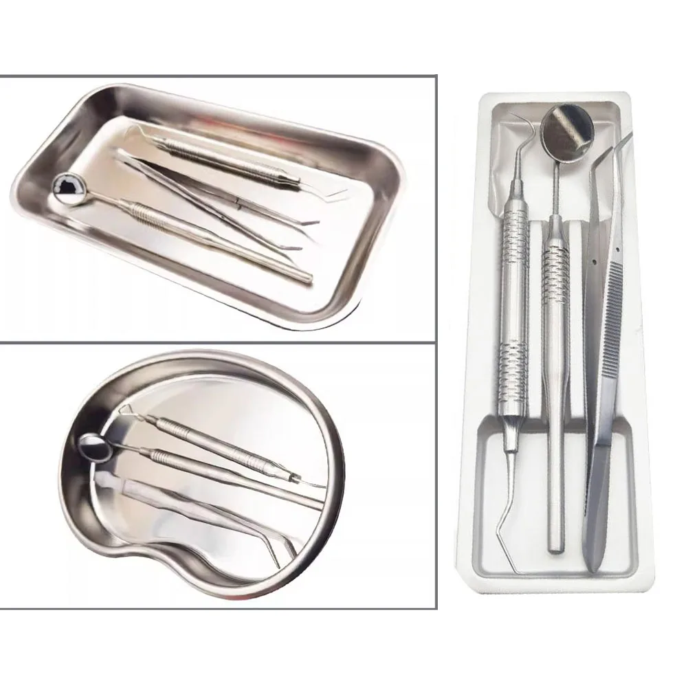 

Sterilized Dental Tools And Storage Tray Whole Set Dentist Clinic Surgical Medical Instrument Mouth Mirror Forceps Tweezer Probe