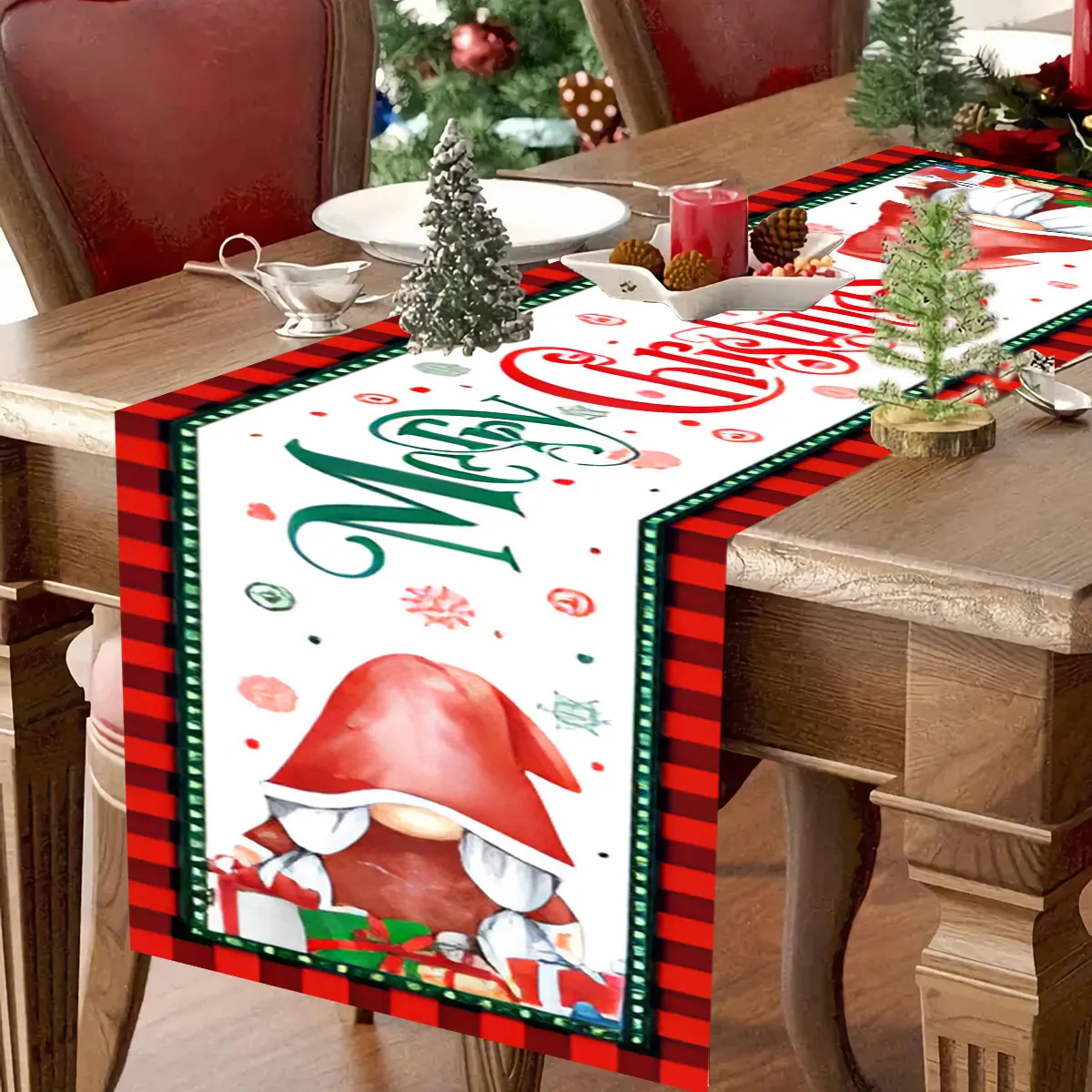 Christmas Table Runner Merry Christmas Decorations For Home 2024 Navidad Kerst Noel Natal Xmas Table Ornaments Decor New year