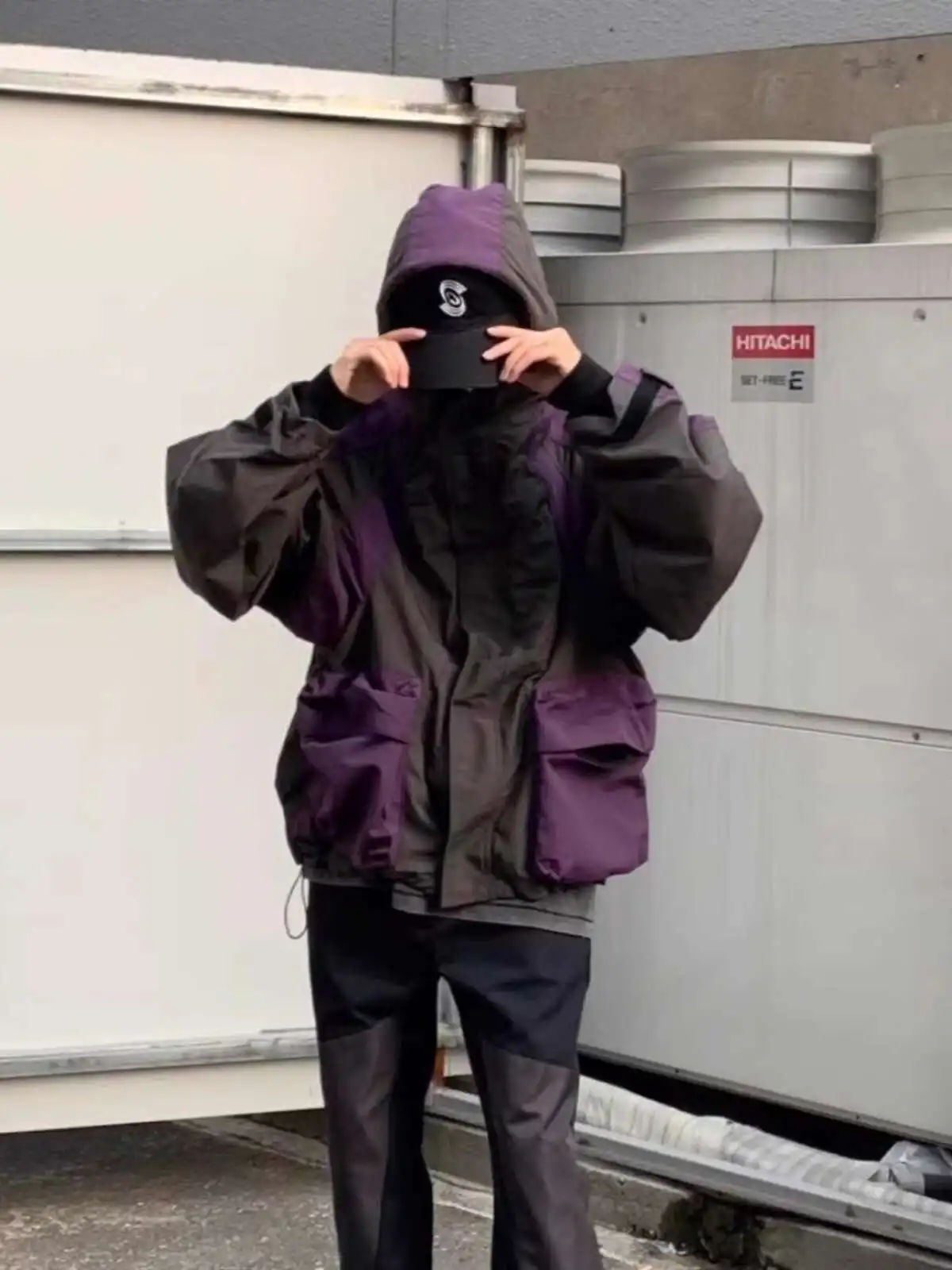 Man Trench Jacket Functional Style Spliced Assault Suit, American Style High Street Coat Men's And Women's Workwear Jacket