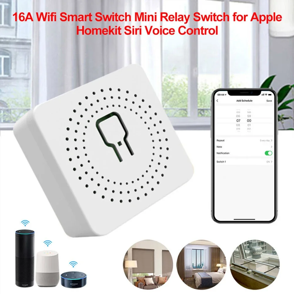 Mini WiFi Smart Switch 16A Relay Voice/App Control with Alexa Google Home AC 110-240V Module Timer Share Automation DIY Mode