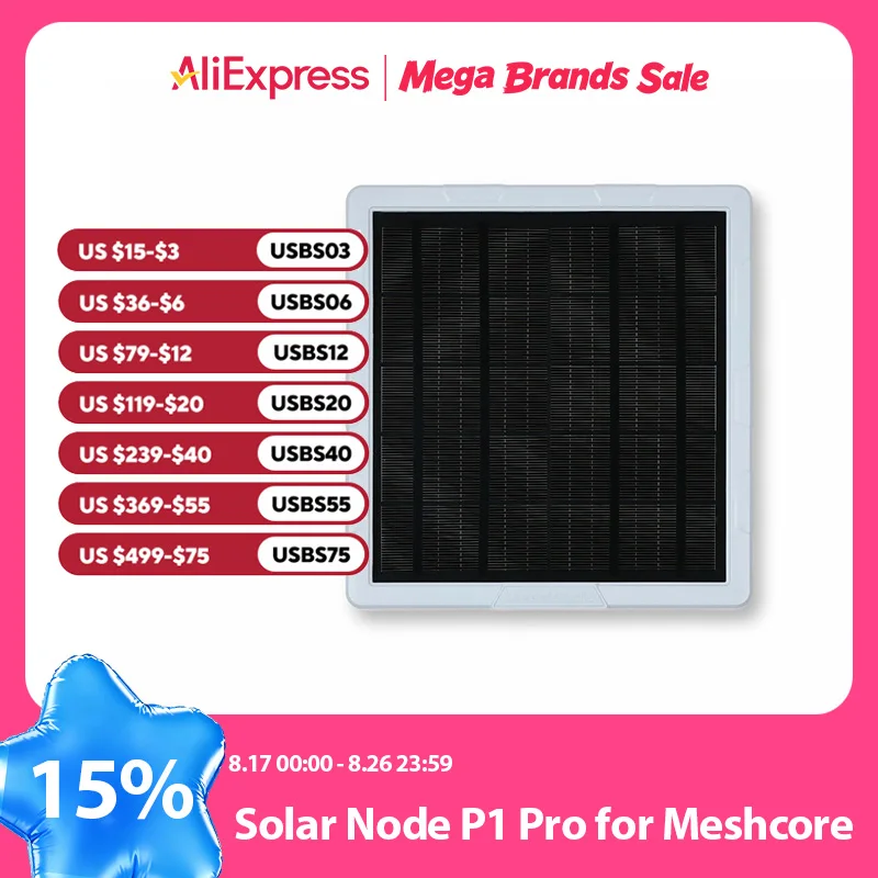 Repetidor de Nó Solar Meshcore SenseCAP P1-Pro com Módulo LoRa Wio-SX1262, Comunicação nRF52840 Plus, GPS L76K, Bateria, 868MHz