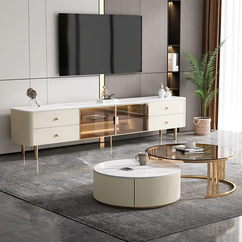 Luxury Furniture Coffee Table Solid Sintered Stone Marble Surface Coffee Table Modern Concise TV Table Beautiful Furniture