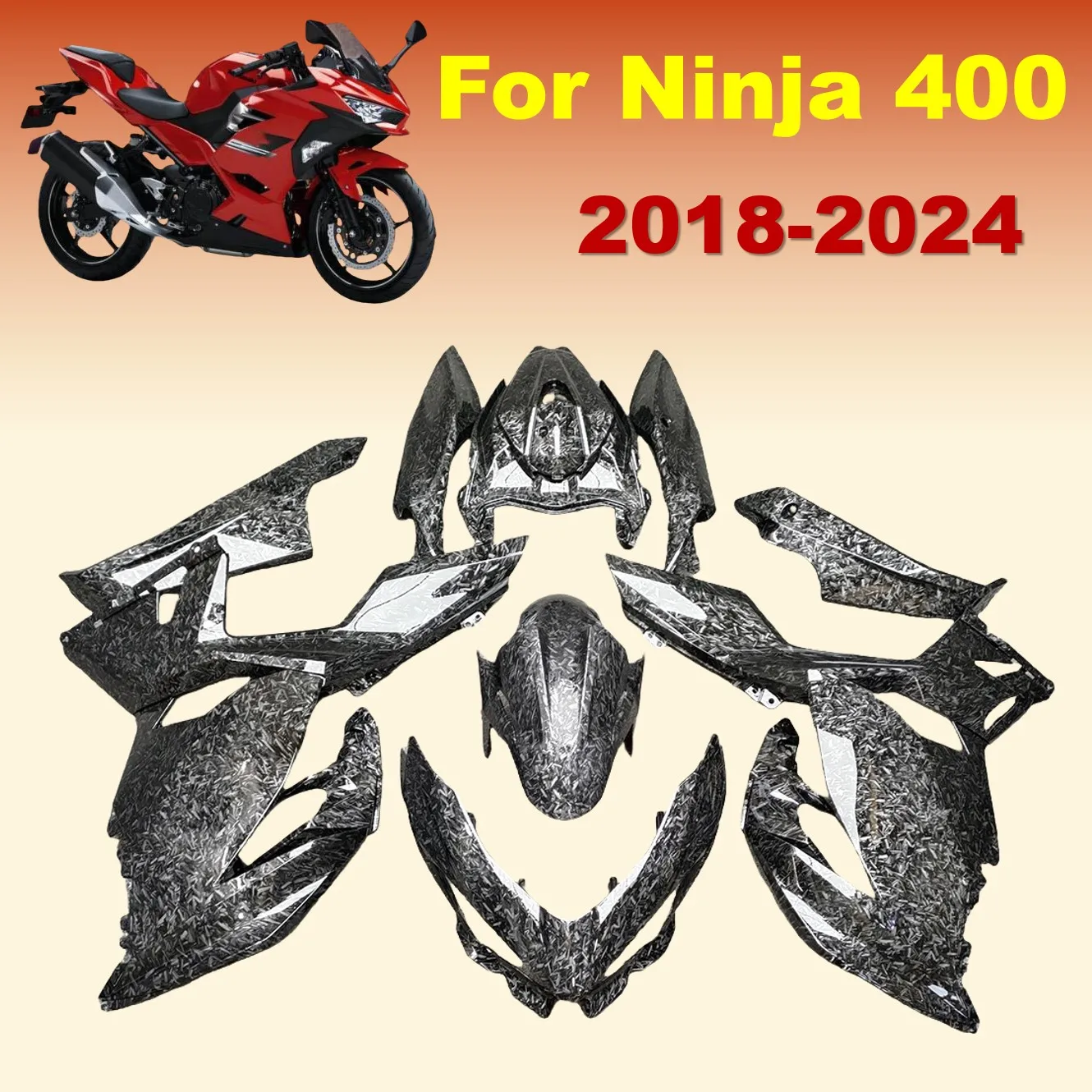 

Полный комплект обтекателя для Kawasaki Ninja 400 2018 2019 2020 2021 2022 2024 2023 EX400R Component Grey Корпус из углеродного волокна