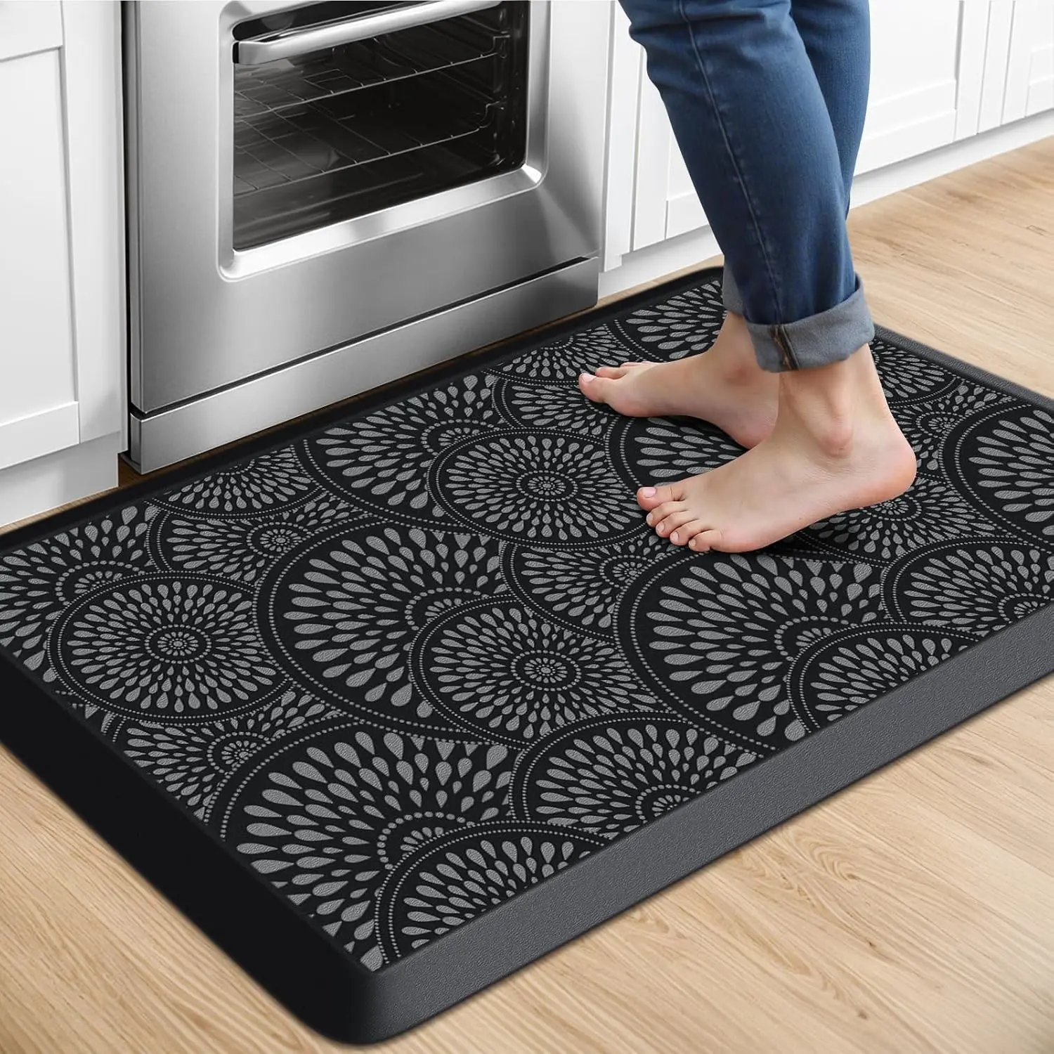 

Heavy Duty Ergonomic Comfort Foam Standing Desk Mat, 17.3x28in Waterproof Non-Slip Kitchen Mat for Office, Laundry, Black