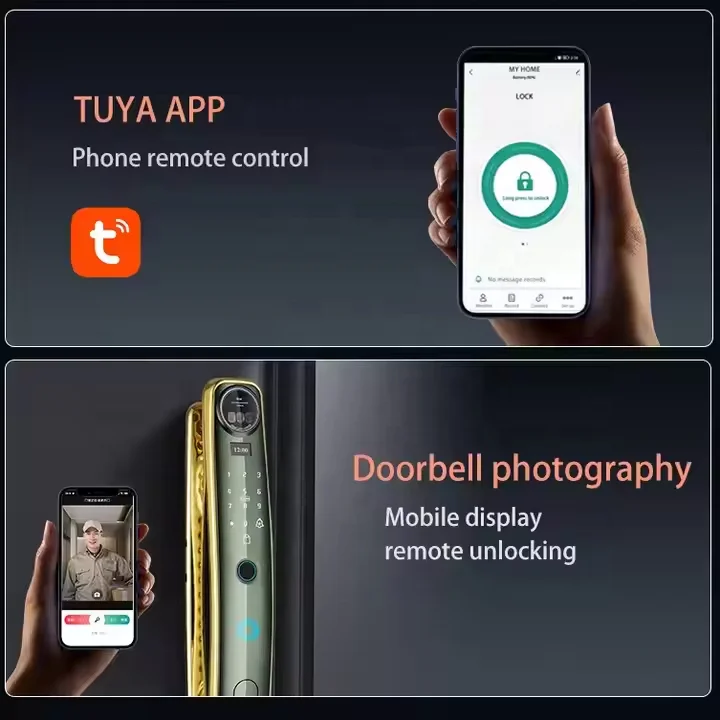 Classic European Retro Vintage Single Latch Smart Fingerprint & Password Digital Zinc Alloy Door Rim Face Type