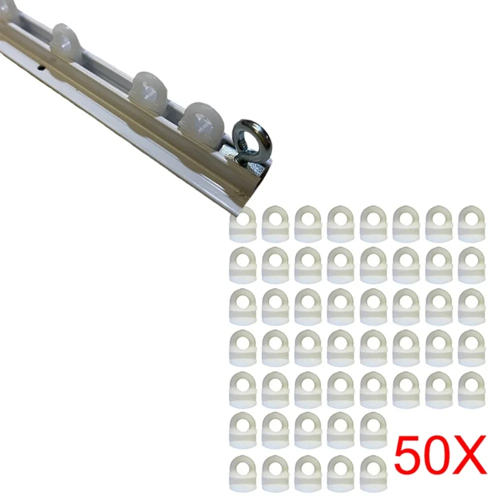50PCS 10X6mm Slim Curtain Track Gliders Eyes Hooks Runners Suitable For Micro Gliss Campervan Caravan Curtain Rail Camper