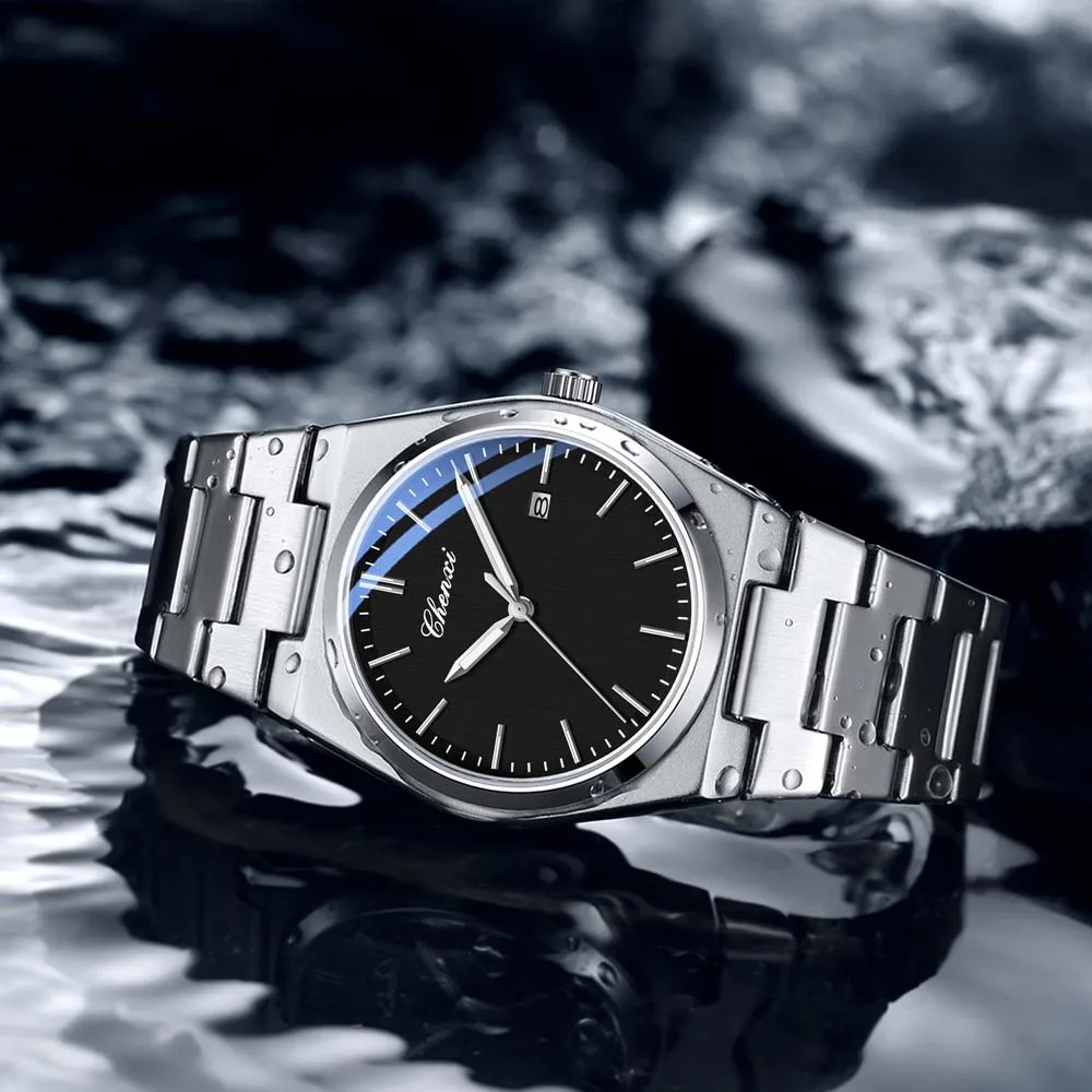 

CHENXI Luxury Men's Quartz Watch Fashion Square Men's Quartz Watch Calendar Waterproof Stainless Steel High Quality Clock