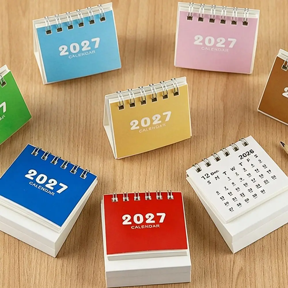 Gifts Mini 2027 Desk Calendar Double Coil Standing Base Standing Calendar Mini Calendar Daily Planning