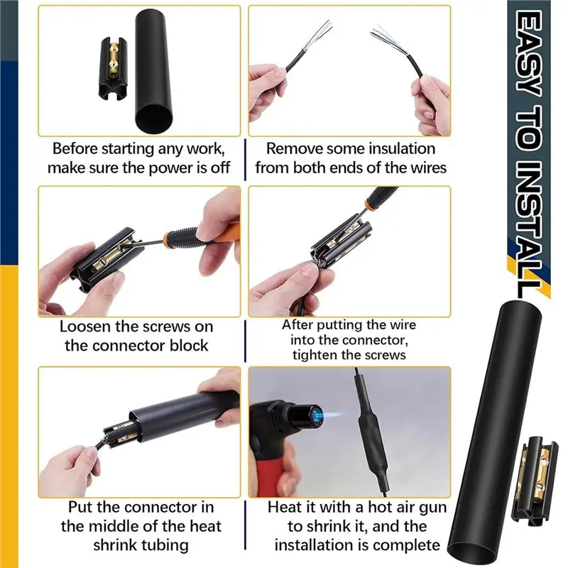 مجموعة ربط الأسلاك تحت الأرض سهلة الاستخدام (4 عبوات)، لأسلاك 14/3 إلى 8/3 فائق التوهج، ومقابض ما يصل إلى 600 فولت، وتقليص الأنبوب