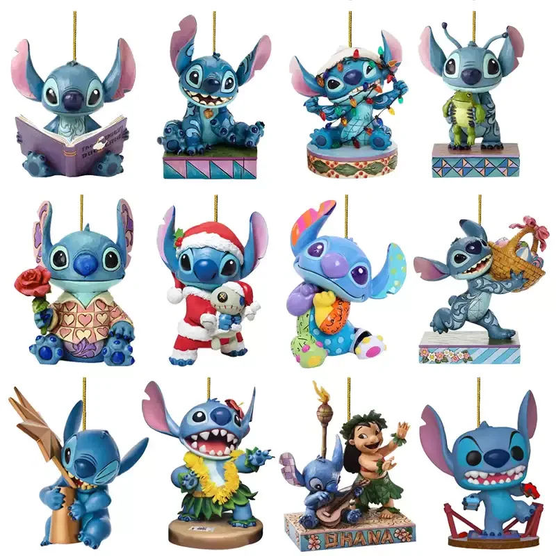 Colgante de placa acrílica navideña, figura de acción de Lilo & Stitch, decoración de árbol de Navidad, adornos colgantes, muñeca, decoración de fiesta, juguete