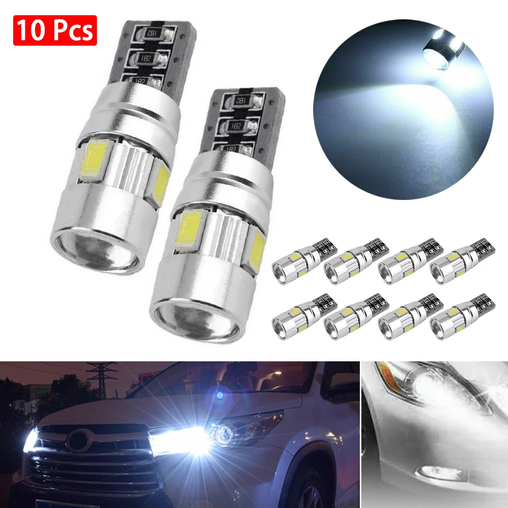 2pcs CANBUS ERROR FREE 5630 Projector Lens T10 6SMD LED Bulbs W5W 194 168 White