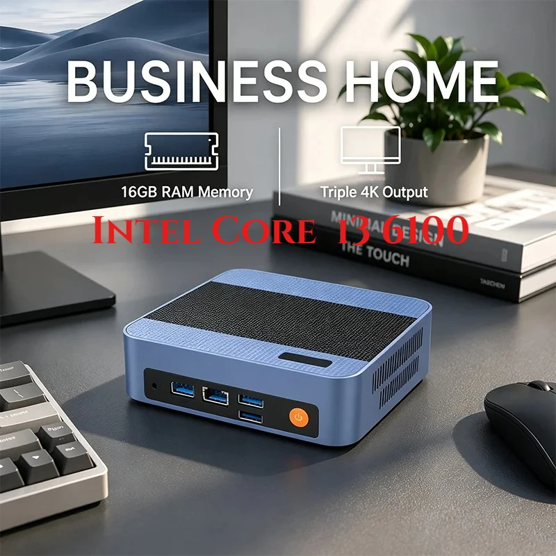 Intel Core  i3 6100 Windows 11  Portable Pc Computer 16GB RAM 1/2TB SSD WIFI 6 BT5.2 4K 60Hz HD Mini Gaming Office Study Pc