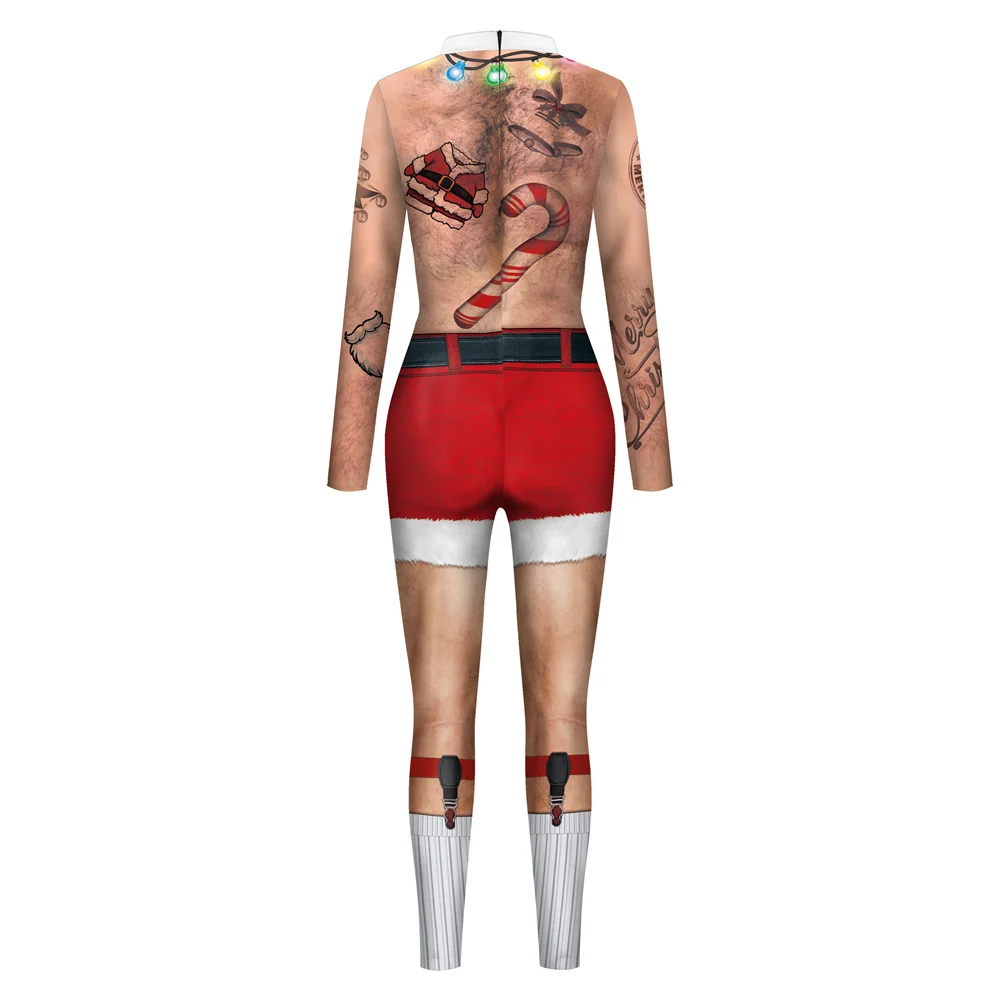 IOOTIANY Damen Herren Weihnachtsmann-Druck Cosplay-Kostüm Sexy Jumpsuit Bodysuit Erwachsenen-Karnevalsparty-Aufführungskleidung 2026 – Detail 8