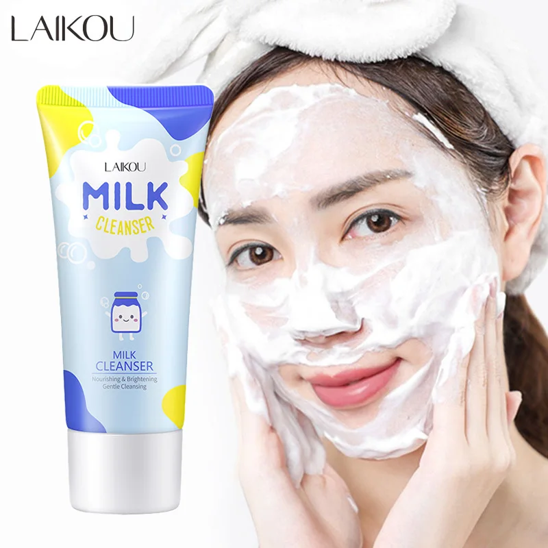 

LAIKOU Milk Facial Cleanser Deep Cleaning Moisturizing Rich Foam Amino Acid Face Wash Dry Skin Oil Control Whitening 50g