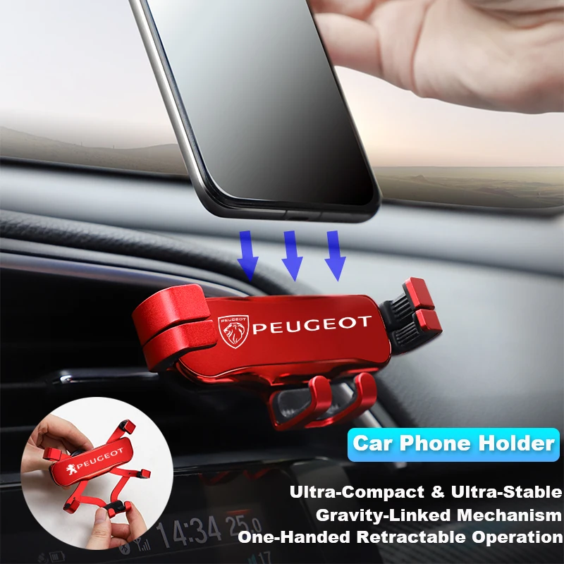 Soporte de teléfono ABS para coche, Clip de montaje para salida de aire para Peugeot 208 308 206 307 207 3008 407 508 2008 5008 406 408 607 4008 Rifter
