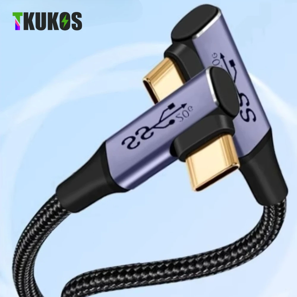 cabo-usb-32-gen2-20gbps-vr-tipo-c-para-dados-e-video-4k-60hz-com-conector-em-90-graus-e-carregamento-rapido-pd-100w-–-05m-1m-2m