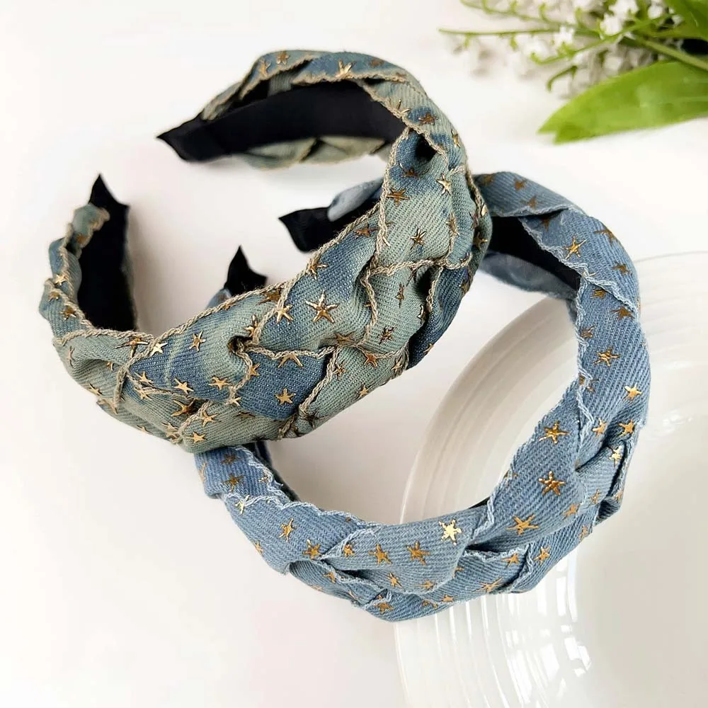 

Denim Cloth Cowboy Headband Korean Style Headdress Cowboy Hair Hoop Headwear Hair Accessories Denim Knotted Headband