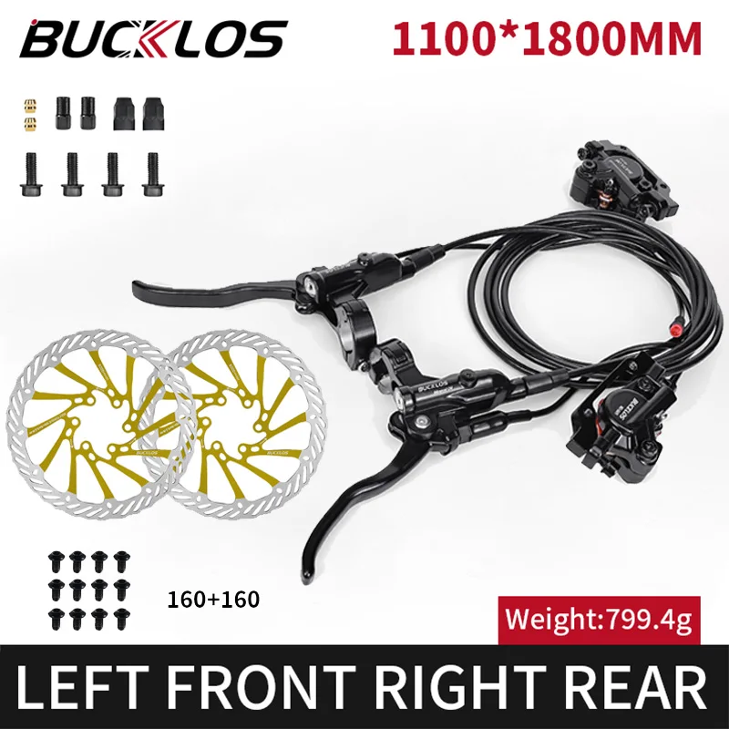 Electric Bicycle Brakes 2 Piston Hydraulic Disc Brake Bike/Scooter Brakes Kit 1100/1800mm Folding Bike Disc Brake Set Power-off image 3