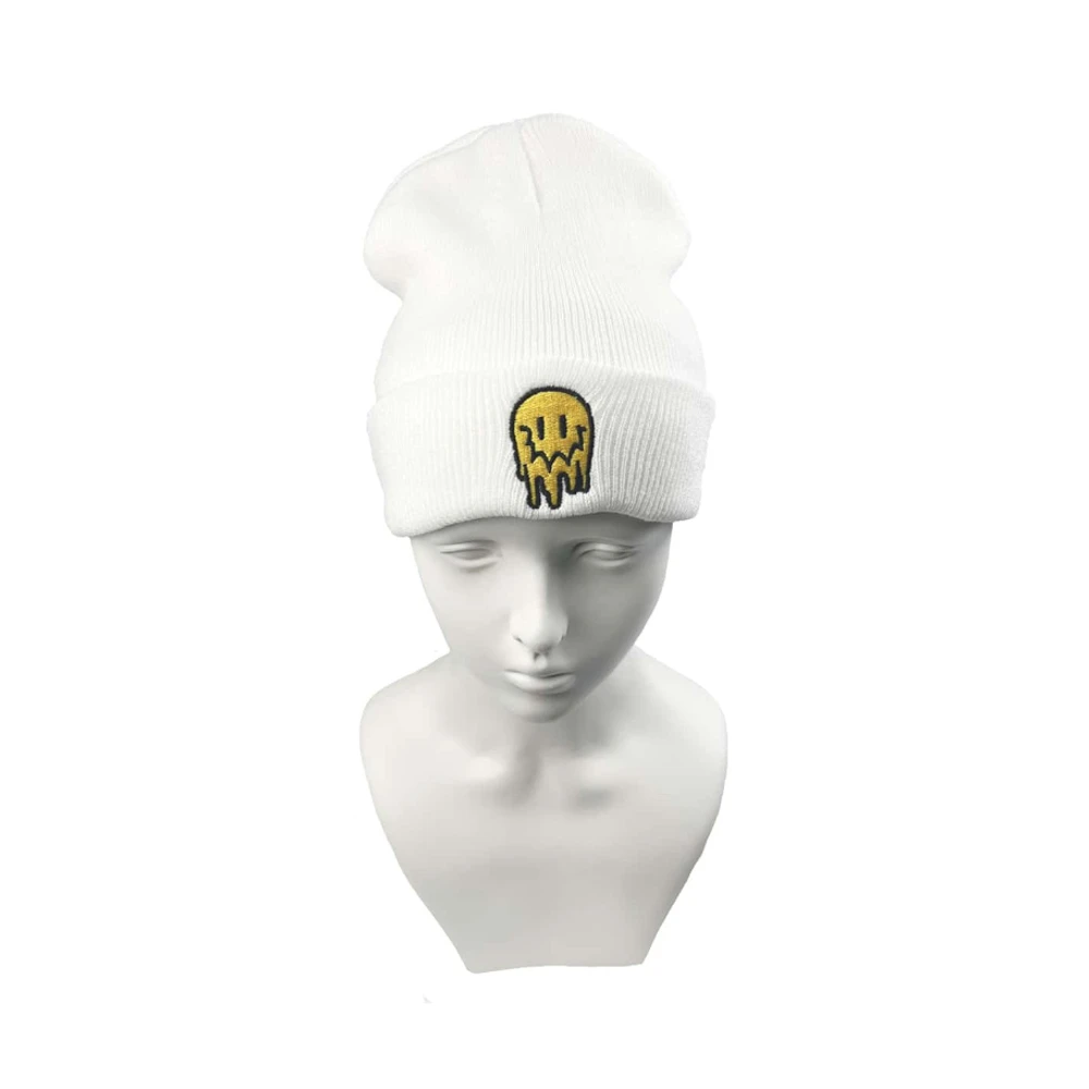 Melting Expression Embroidered Knitted Hat Autumn Winter Warm Hat for Women Men Outdoor Soft Beanie Caps