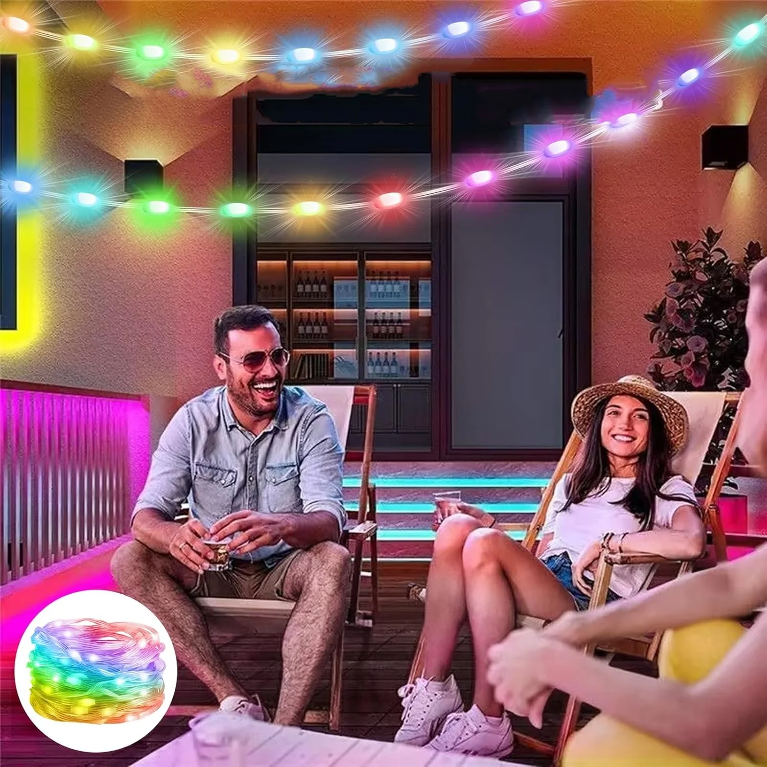 Guirnalda de luces RGB de Hada inteligente de 20m y 200Leds, cable de PVC impermeable USB, Control por aplicación, cambio de Color, decoración para fiesta de árbol de Navidad y boda