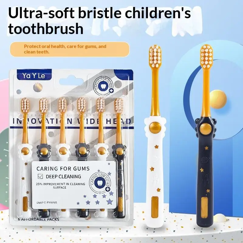 6 Pack Kids Toothbrushes Wide Head Soft Bristle Toothbrush Cute Non Slip Handle Gum Protect For Daily Oral Care Deep Cleaning