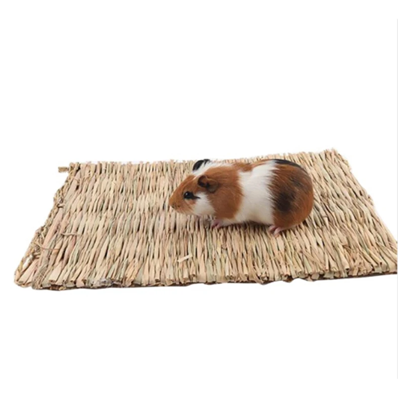 Rabbit Grass Chew Mat Small Animal Natural Soft Grass Hamster House Guinea Pig Cage Bed House Pad Hamster Accessories