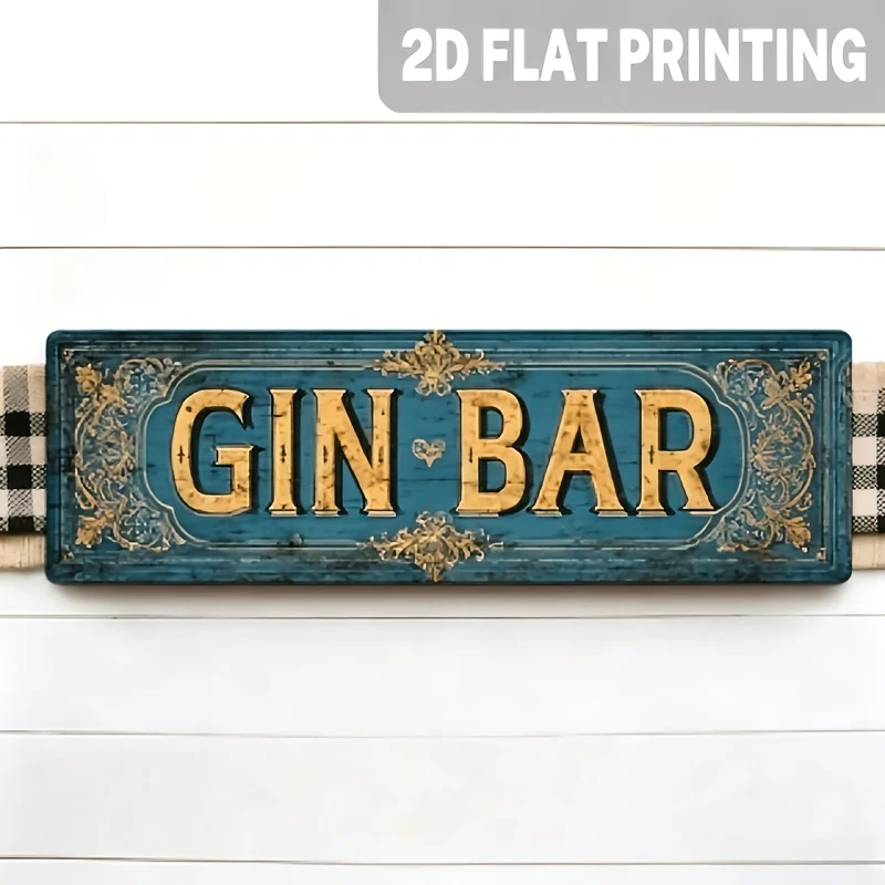 1pcs Vintage Gin Bar Sign - Retro Gin-Themed Wall Decor with Plaque, Suitable for Home, Kitchen, Bar Decoration