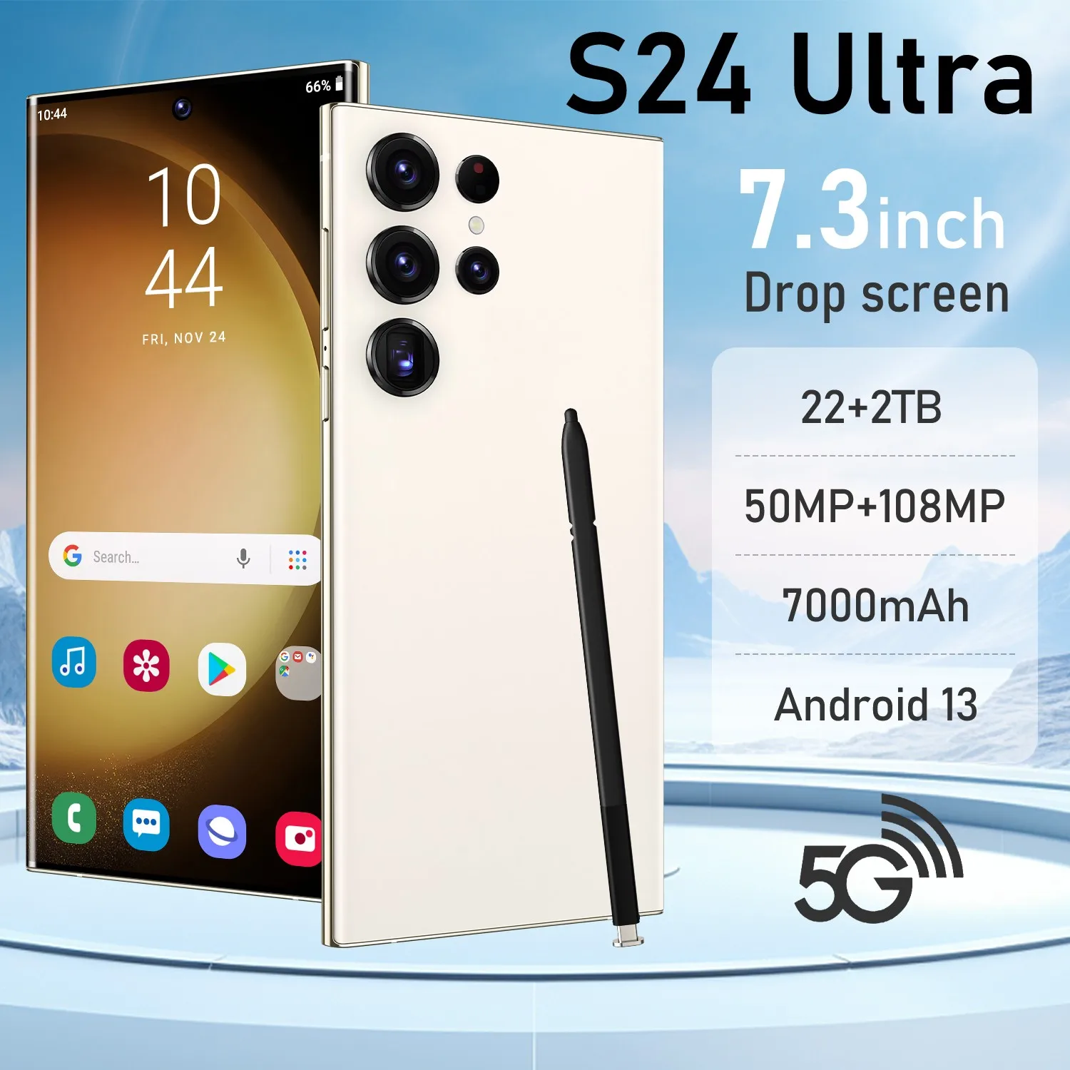 

S24 Ultra Original Smart mobilephone 7000mAh Battery 50MP+108MP Camera 22GB +2TB Expandable Face Recognition Unlockmobilephone