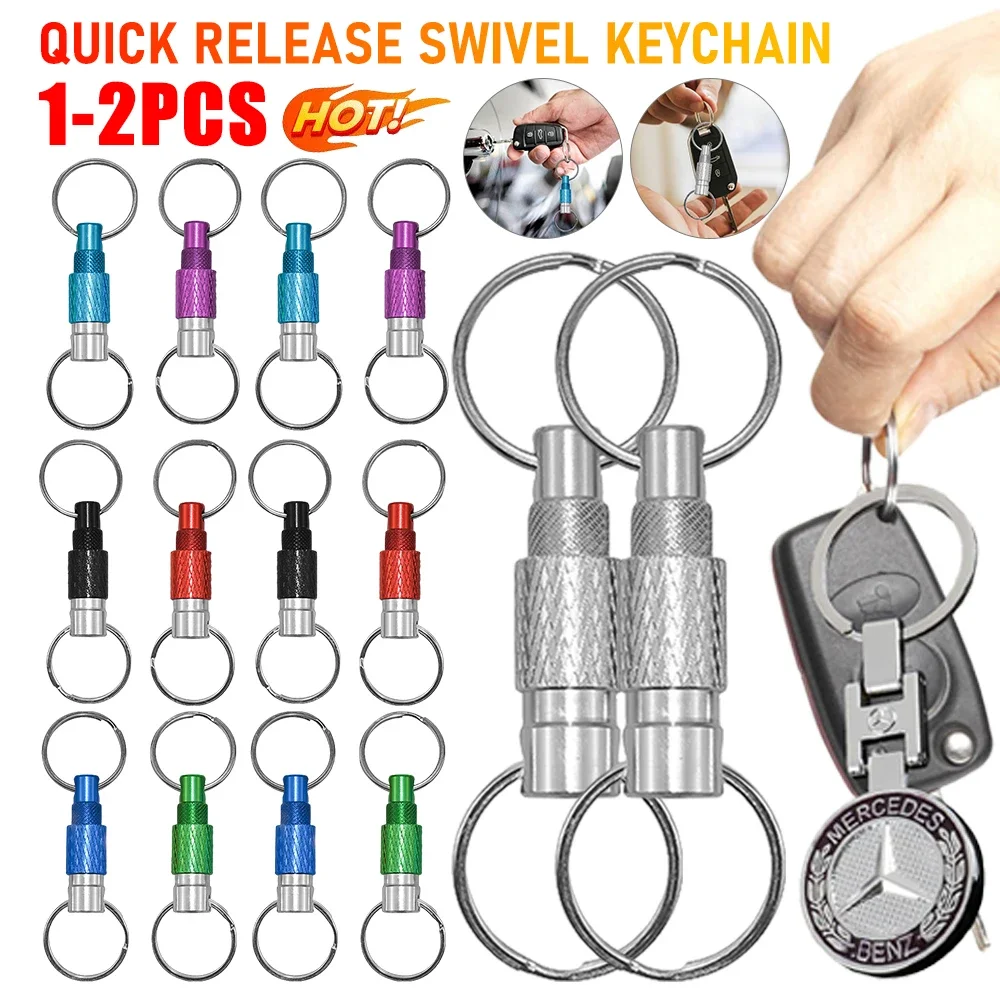 

1-2PCS Aluminum Alloy Quick Release Swivel Keychain Mini Rotary Buckle Detachable Pull Apart Keyring EDC Tool Quick Release