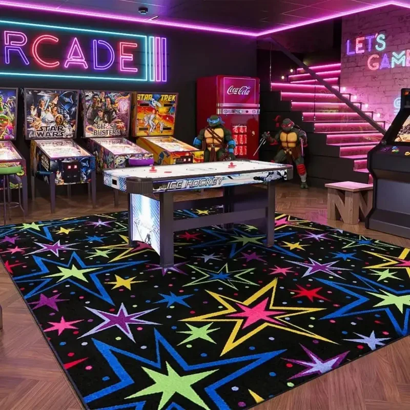 VIKAMA ゲーミングスターエリアラグ ブラック カラフル - Gaming Console Room のレビューと価格