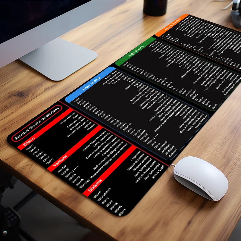 Excel Shortcuts Pattern Large Mouse Pad Office Desk Mat Computer Keyboard Pad Starters Gift for Office Workers Students