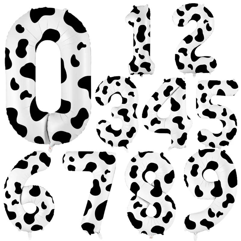 40 Inch Cow Print Number Balloons 1 2 3 4 5 6 7 8 9 Figure Foil Balloon Holy Cow Im One Birthday Cowgirl Theme Party Decorations