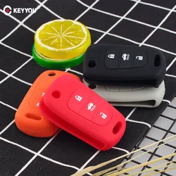 KEYYOU 3BTN Silicone Flip Car Key Cover Case For Kia RIO K2 K3 K5 Ceed Cerato Sportage SOUL For Hyundai Verna i20 i30