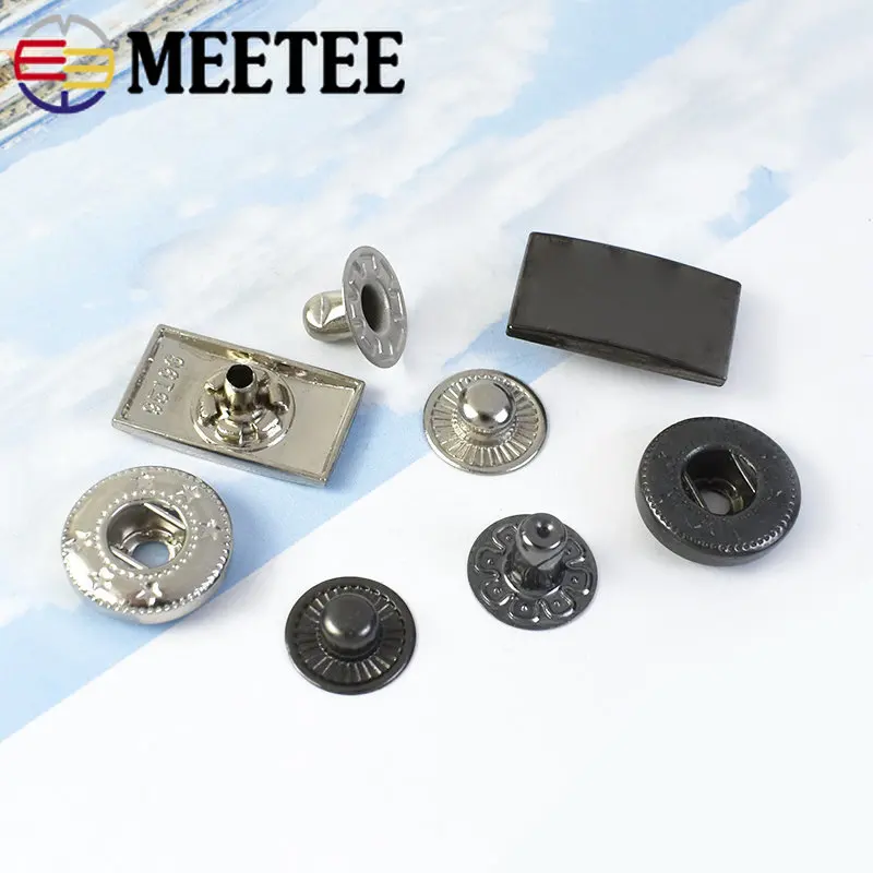 10/30Sets Meetee Metal Press Studs Snap Fastener Buttons for DIY Sewing Bags Garment Coat Down Jacket Leather Craft Accessories