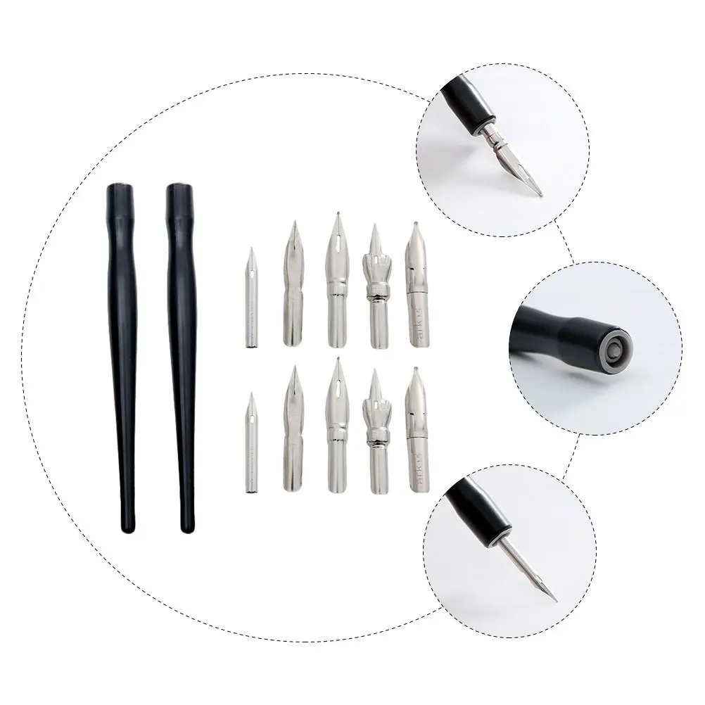 مجموعتان من أقلام الرسوم المتحركة المعدنية البلاستيكية، مجموعة أقلام رسم كاملة للكتابة، مجموعة أدوات فنية لحامل القلم الهزلي، ملحقات المناقير للطلاب #4