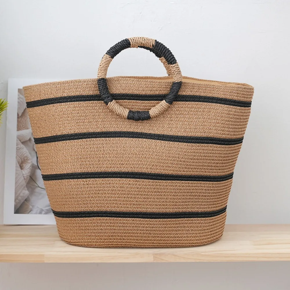 

2024 Summer Womens Handbag Wicker Rattan Straw Bags Large Capacity Purse Top Handbags Purse Beach Vacation Commuter Tote Bags