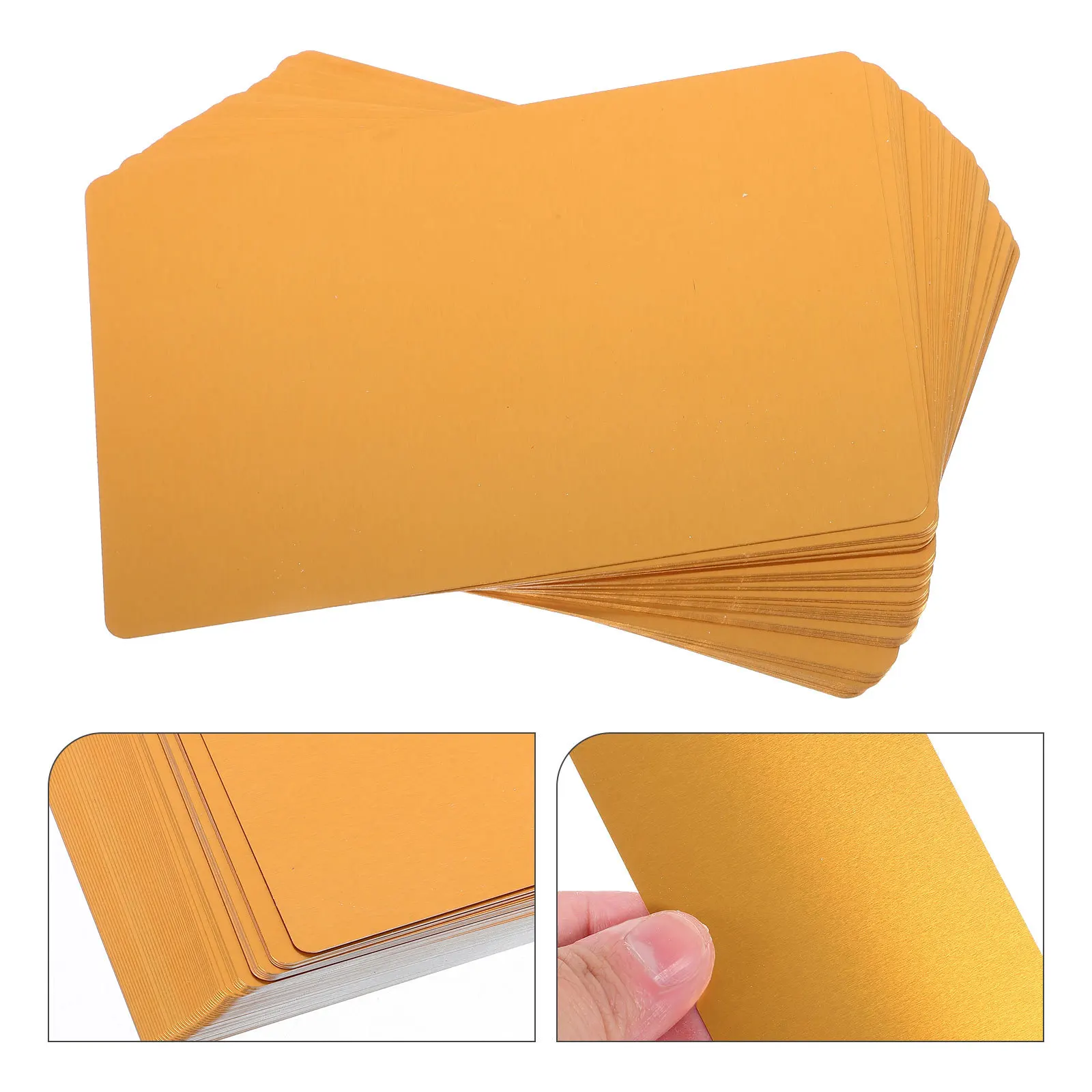 

50 Pcs Blank Cards Aluminum Business for Engraving Blanks Printing Metal Golden