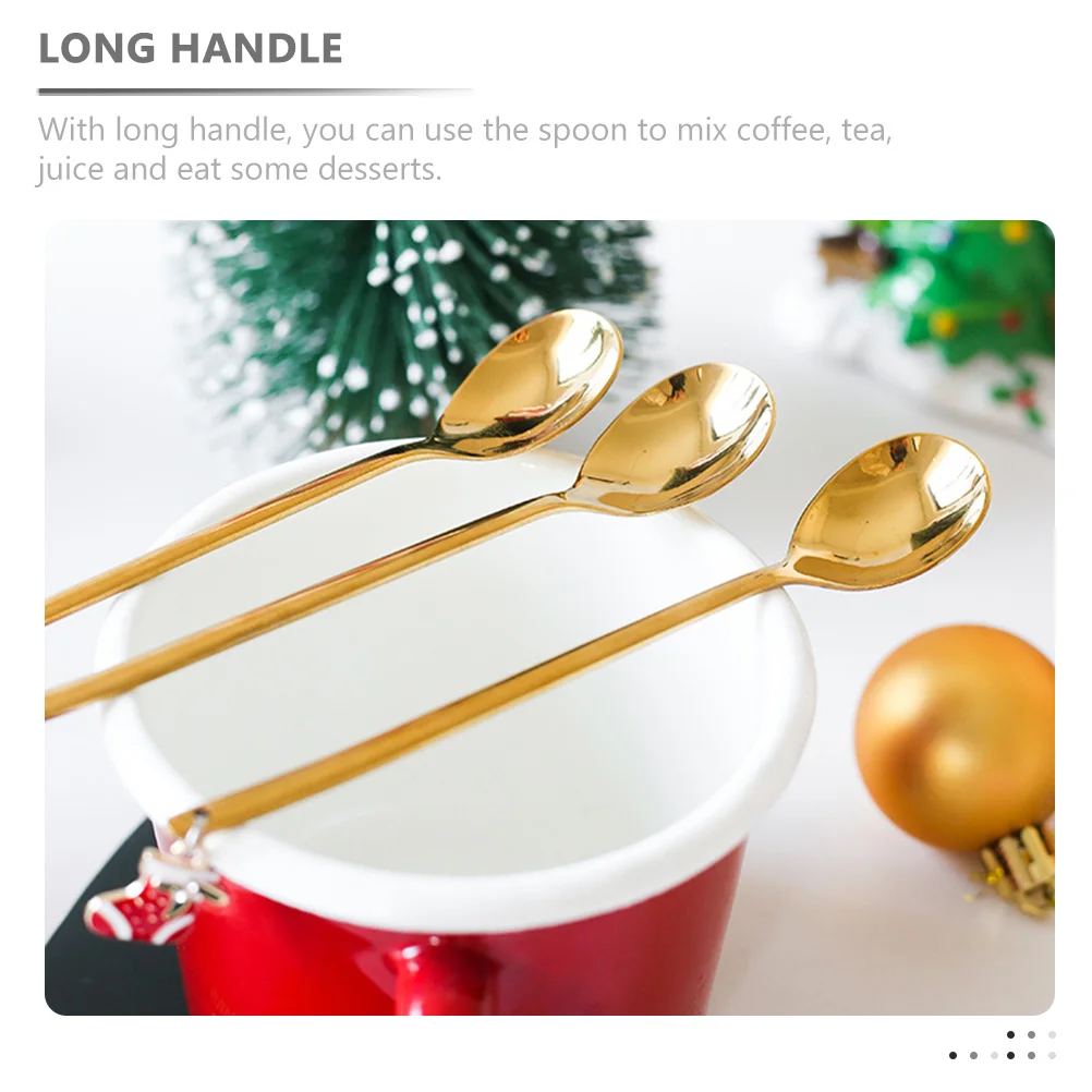 

6 Pcs Dessert Spoon Steel Serving Spoons Stainless Teaspoons for Party Latte Coffee