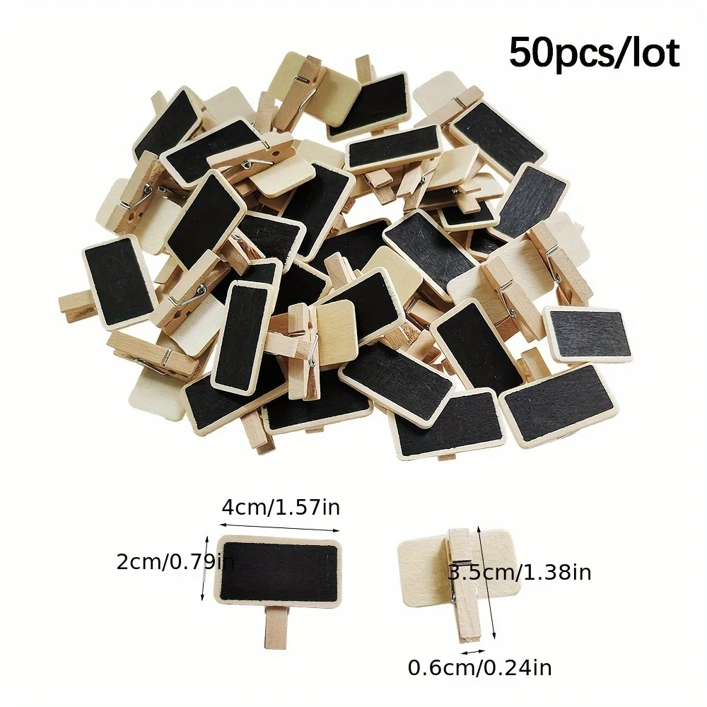 30Pcs Wooden Mini Blackboard Clips Message Slate Rectangle Clips Memos Label Brand Price Panel Card Place Number Table Wedding