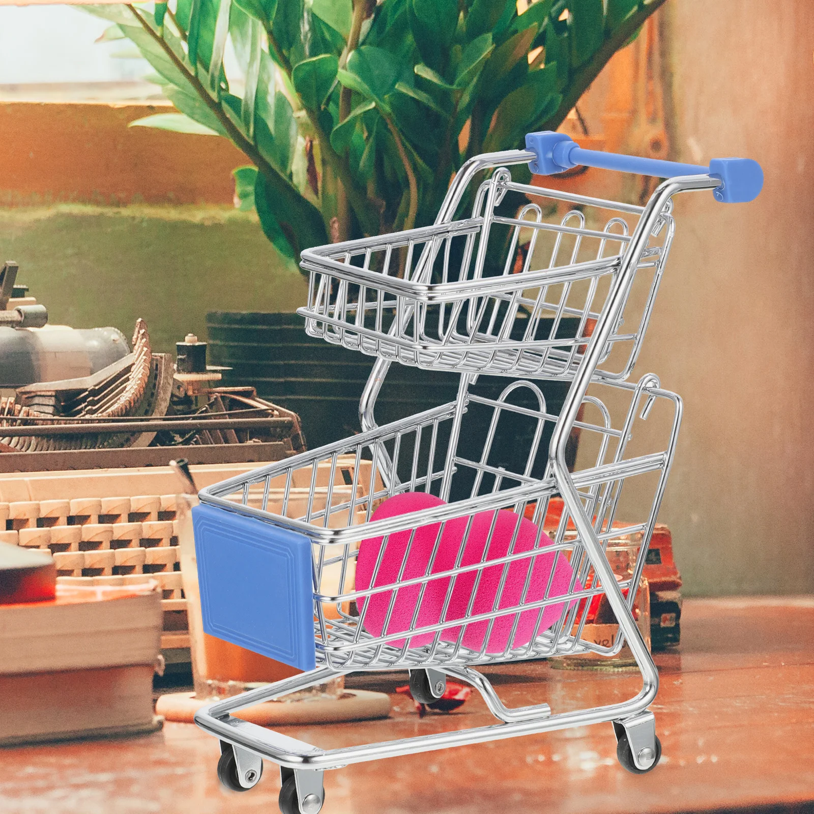 어린이를 위한 미니 쇼핑 데스크탑 장식 보관소 작은 쇼핑 카트 컨테이너 핸드카트 작은 슈퍼마켓 카트 모드