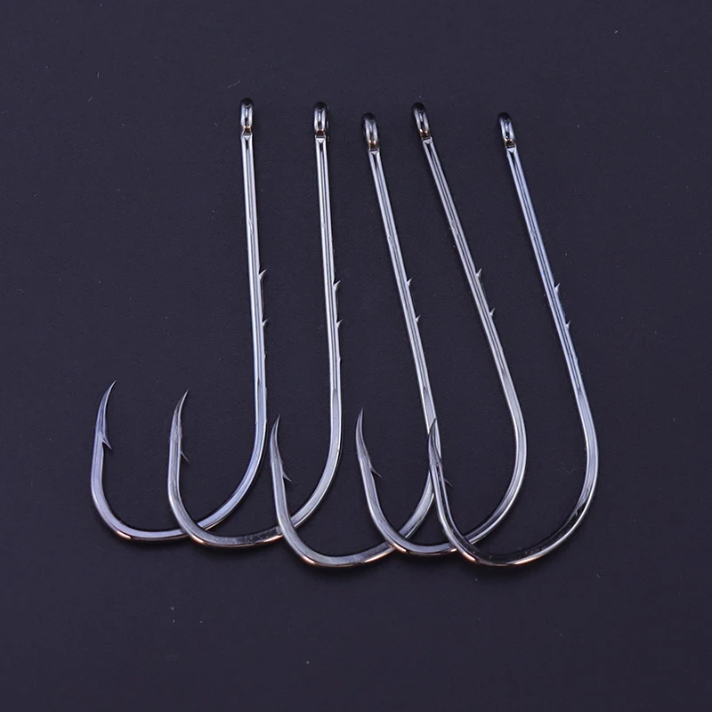 50pcs/lot Fishhooks High Carbon Steel  Long Shank Double Bait Holder Barbed Fishing Hooks for Beach And Live Bait Fishing