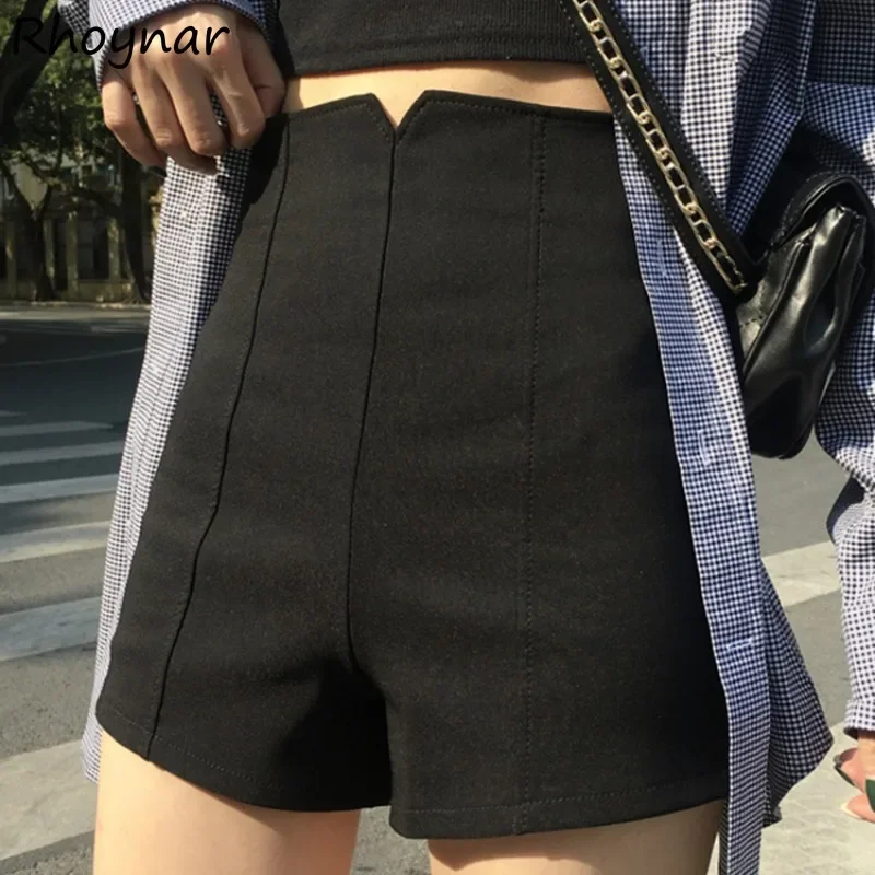 솔리드 반바지 여성 여름 하이 웨이스트 심플 올 매치 신축성 한국 스타일 캐주얼 미니 슬림 쿨 걸즈 스트리트웨어 트렌디 시크