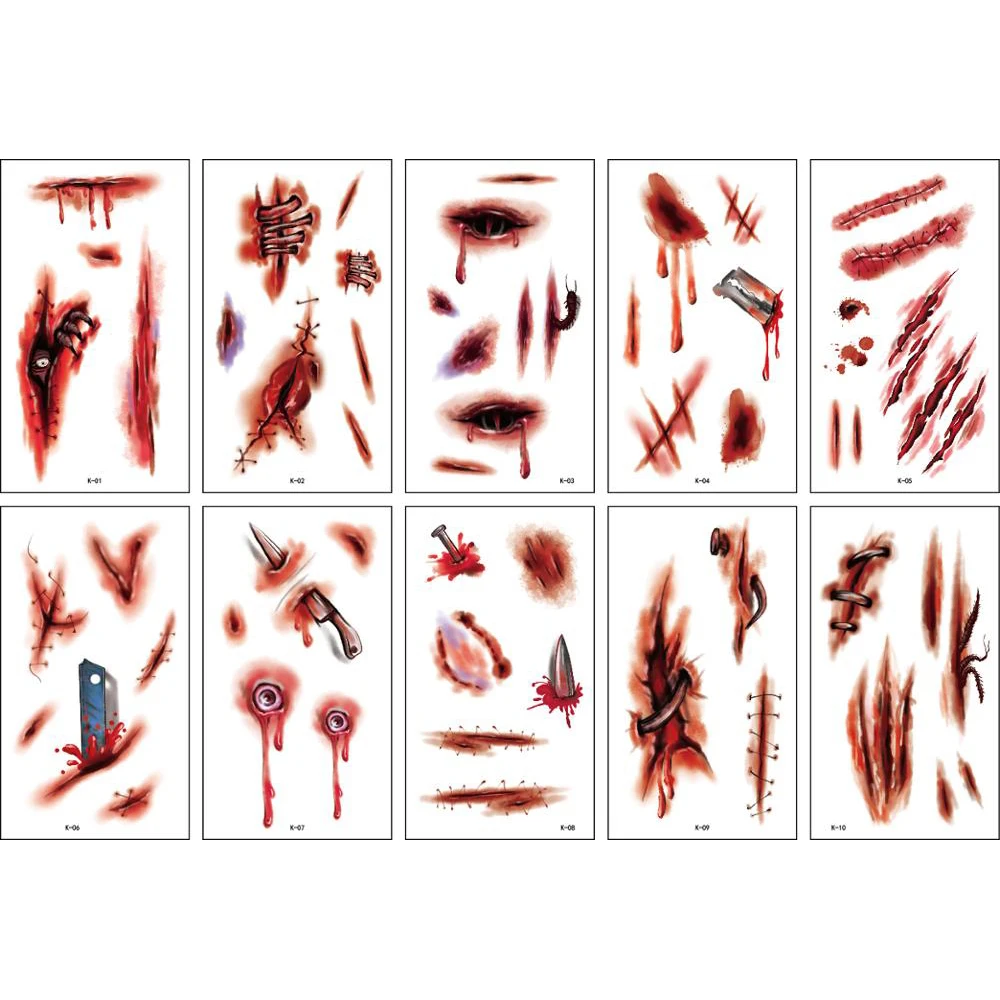 

Women Halloween Waterproof Scar Spider Design Tattoo Stickers Face Patch Body Art Stickers Temporary Tattoos