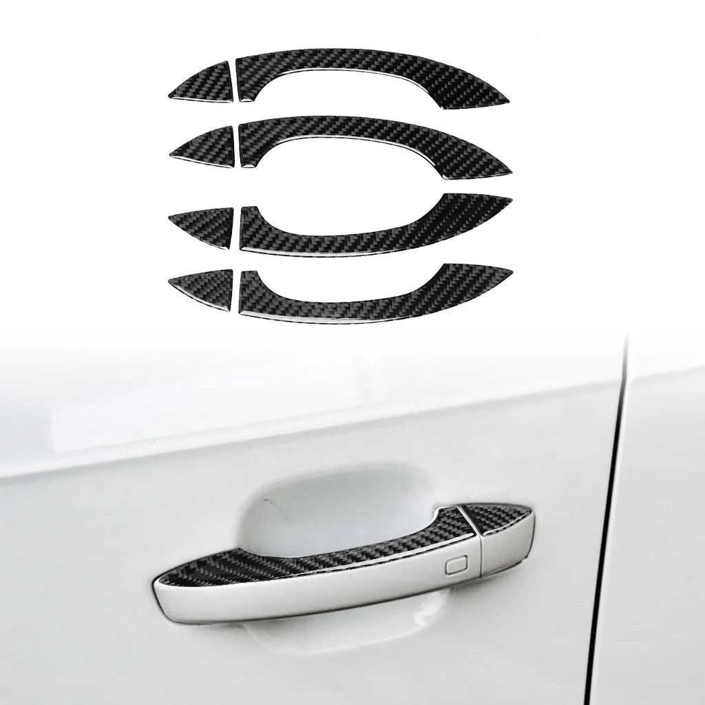 4pcs Carbon Fiber Outer Door Handle Cover Trim Decoration For Audi Q7 SQ7 4M 2016 2017 2018 2019